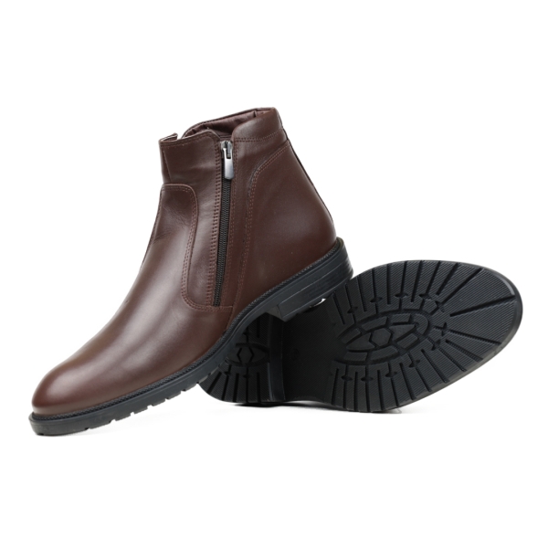 Мъжки елегантни боти от естествена кожа кафяви D-95-MFL