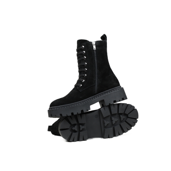 Дамски ежедневни боти от естествен велур черни 1109-02