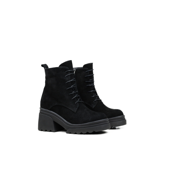 Дамски ежедневни боти от естествен велур черни 1079-02