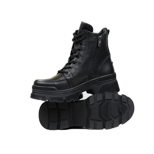 Дамски ежедневни боти от естествена кожа черни 05-01