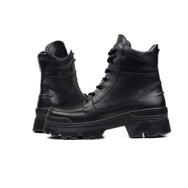 Дамски ежедневни боти от естествена кожа черни 05-01