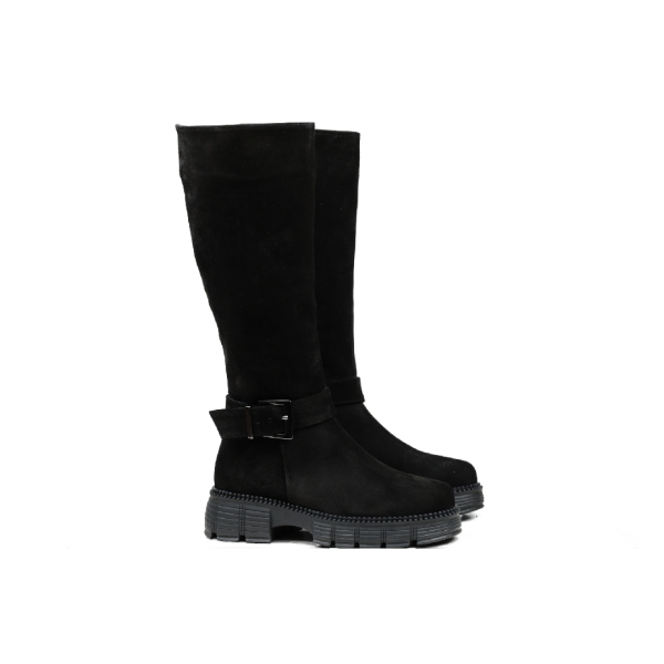 Дамски ежедневни ботуши от естествен велур черни 403-21-50