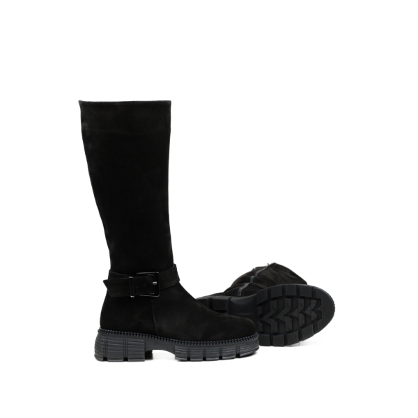 Дамски ежедневни ботуши от естествен велур черни 403-21-50