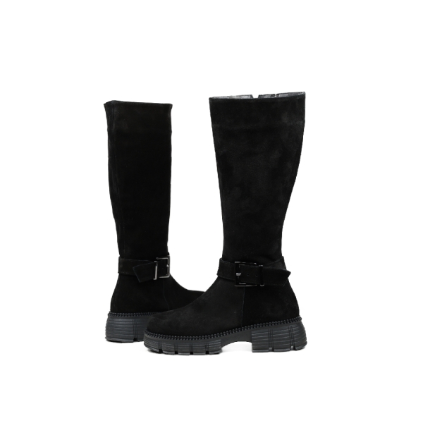 Дамски ежедневни ботуши от естествен велур черни 403-21-50