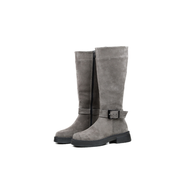 Дамски ежедневни ботуши от естествен велур сиви 403-21-54
