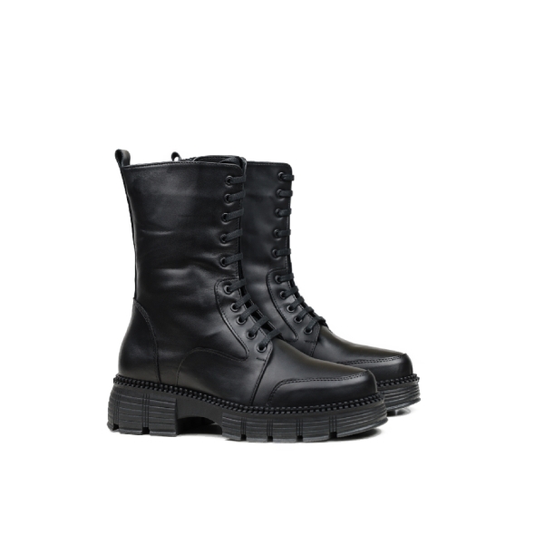 Дамски ежедневни боти от естествена кожа черни 404-21-46