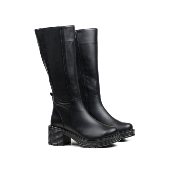 Дамски ежедневни ботуши от естествена кожа черни 7300