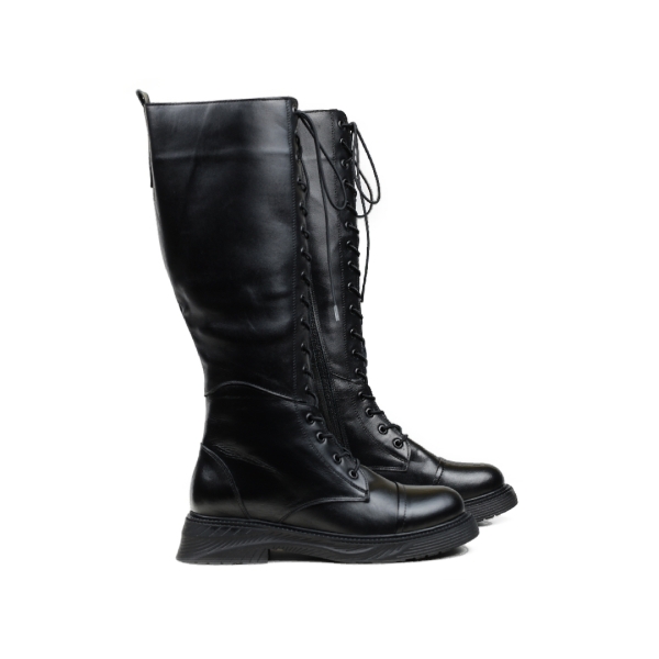 Дамски ежедневни ботуши от естествена кожа черни 386-01-2276