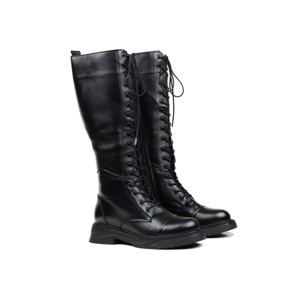 Дамски ежедневни ботуши от естествена кожа черни 386-01-2276