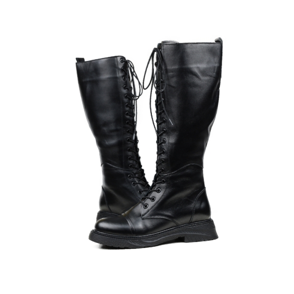 Дамски ежедневни ботуши от естествена кожа черни 386-01-2276