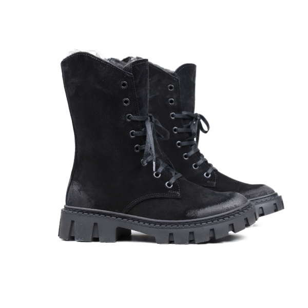 Дамски ежедневни боти от естествен велур черни 2335/2036