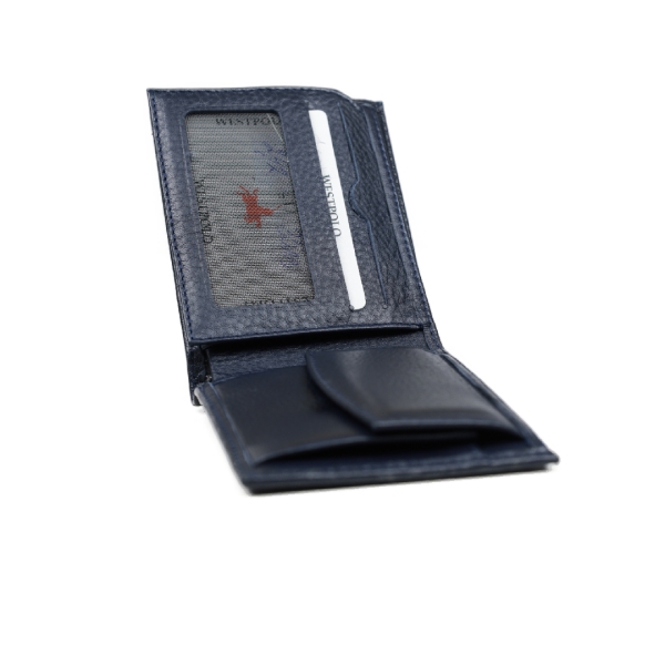 Мъжки кожен портфейл тъмно син 242