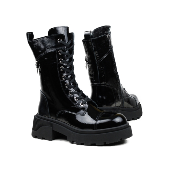 Дамски ежедневни боти от естествен лак черни 4005-30