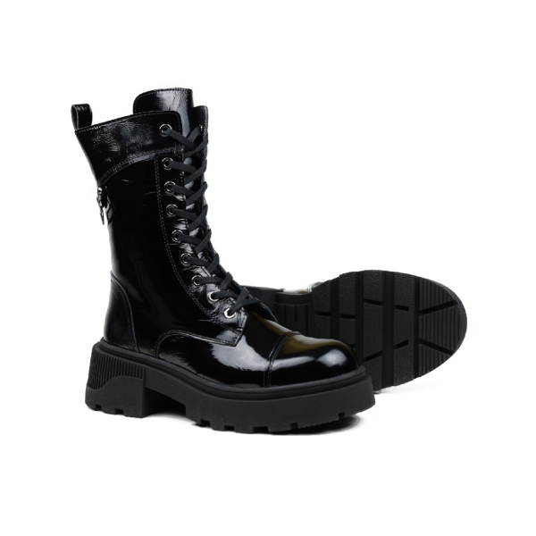 Дамски ежедневни боти от естествен лак черни 4005-30