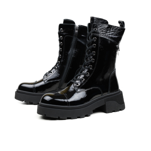 Дамски ежедневни боти от естествен лак черни 4005-30