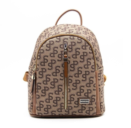Дамска раница бежова 901 M169 Monogram Silver&Polo