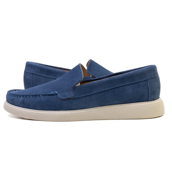 Мъжки ежедневни мокасини от естествен велур в синьо 64 Liso Pastorret