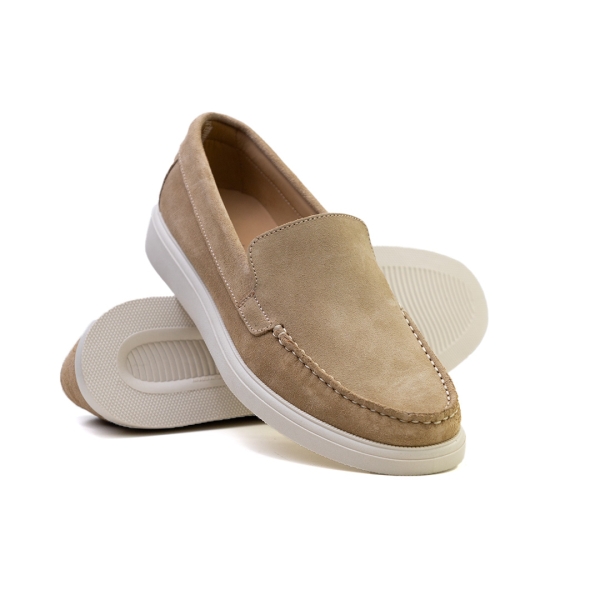 Мъжки ежедневни мокасини от естествен велур бежови 64 Liso Pastorret