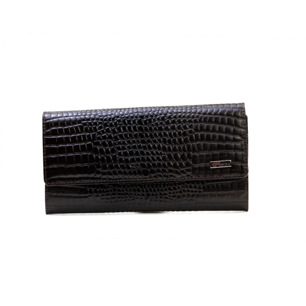 Дамски кожен портфейл тъмно кафяв 150-677