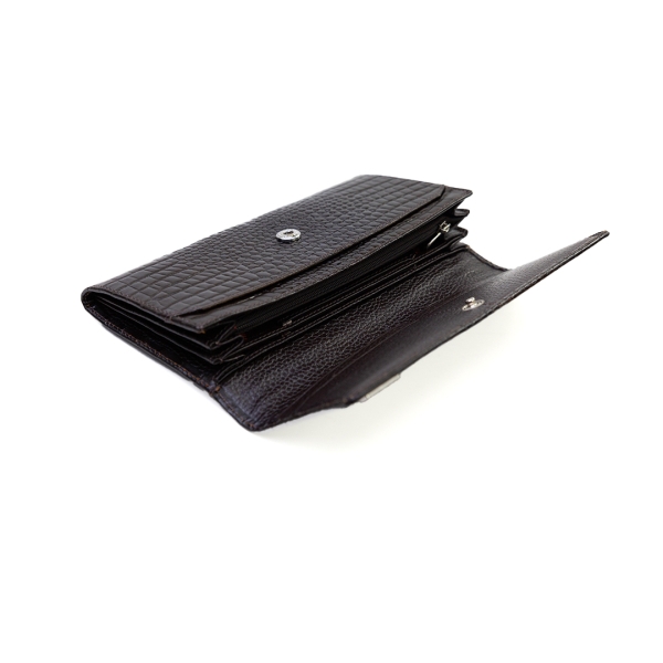 Дамски кожен портфейл тъмно кафяв 150-677