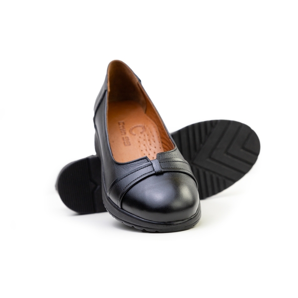 Дамски ежедневни обувки на платформа от естествена кожа черни 11-85-1