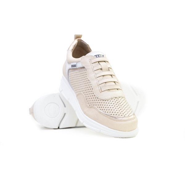 Дамски спортни обувки на платформа от естествена кожа 38600 Baerchi