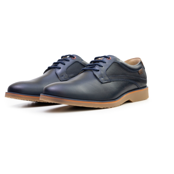 Мъжки елегантни обувки от естествена кожа тъмно сини 5450 Baerchi
