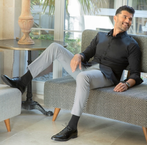 Мъжки елегантни обувки от естествена кожа черни 2450 Baerchi