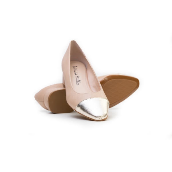 Дамски елегантни обувки от естествена кожа в бежово и злато 6320 H-29405 Patricia Miller