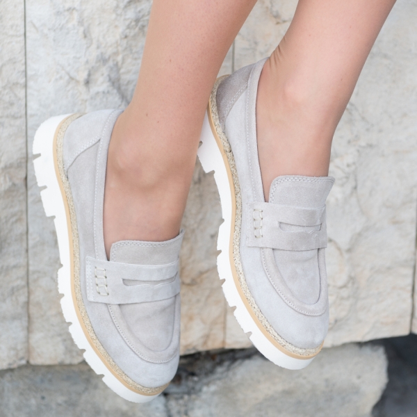 Дамски мокасини от естествен велур бежови 152-352 Angelina Ricci