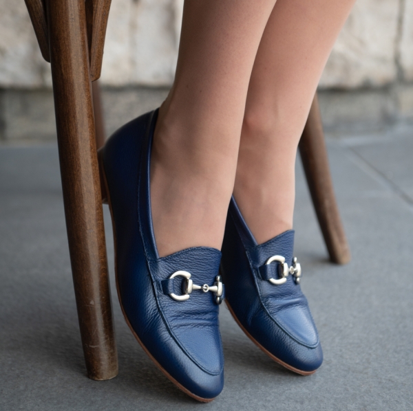 Дамски мокасини от естествена кожа тъмно сини 5536 H-1007 Patricia Miller