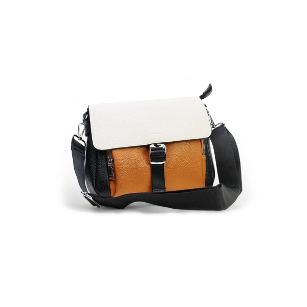 Дамска чанта през рамо в черно и кафяво 28580