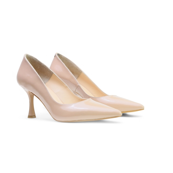 Дамски елегантни обувки от естествен лак бежови 11220-01 Angelina Ricci