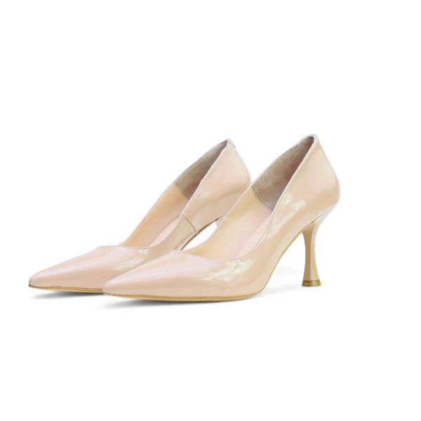 Дамски елегантни обувки от естествен лак бежови 11220-01 Angelina Ricci