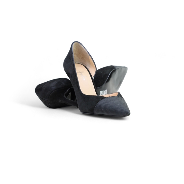 Дамски елегантни обувки от естествен велур черни 260-29 Angelina Ricci