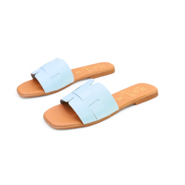 Дамски ежедневни чехли от естествена кожа сини 5315 Oh My Sandals