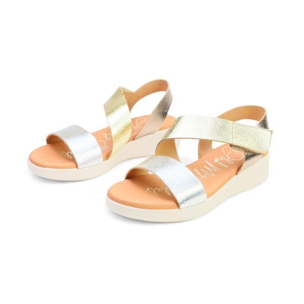 Дамски ежедневни сандали от естествена кожа злато 5403 Oh My Sandals