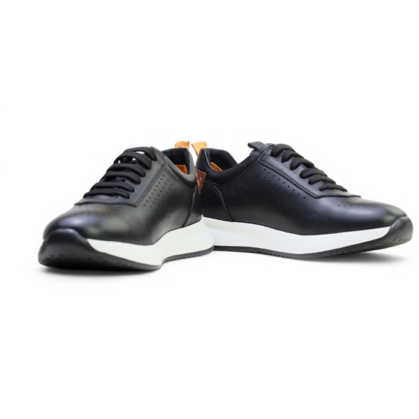 Мъжки спортни обувки от естествена кожа черни 24133 Valente Marchesi