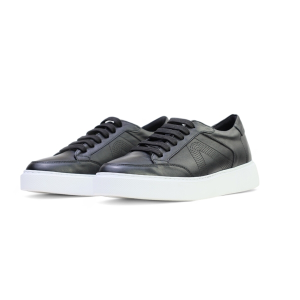 Мъжки спортни обувки от естествена кожа черни 246500 Valente Marchesi