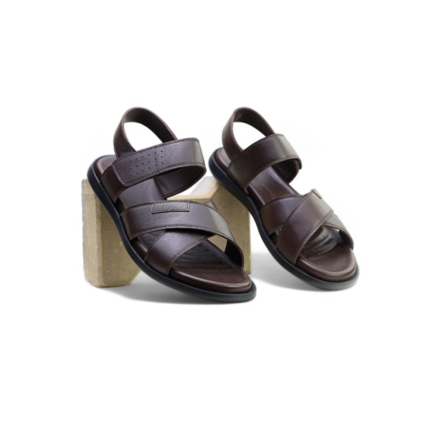 Мъжки ежедневни сандали  от естествена кожа тъмно кафяви 352