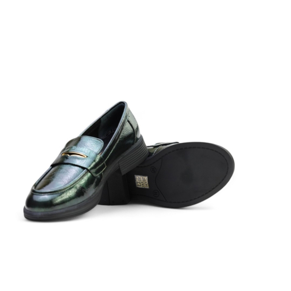 Дамски мокасини от естествен лак зелени 241183