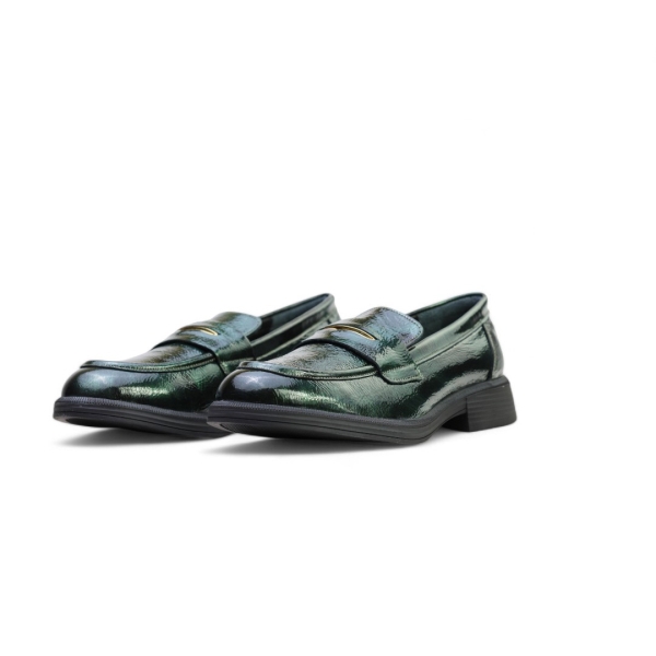 Дамски мокасини от естествен лак зелени 241183