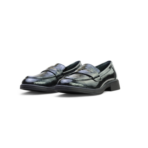 Дамски мокасини от естествен лак черни 241183