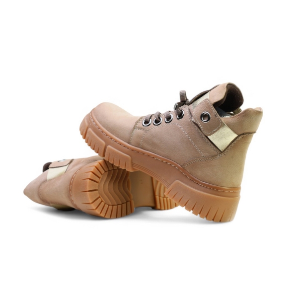 Дамски ежедневни боти от естествен набук тъмно бежови 241401