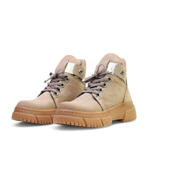 Дамски ежедневни боти от естествен набук тъмно бежови 241401