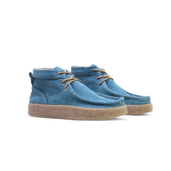 Дамски ежедневни боти от естествен набук светло сини 241520