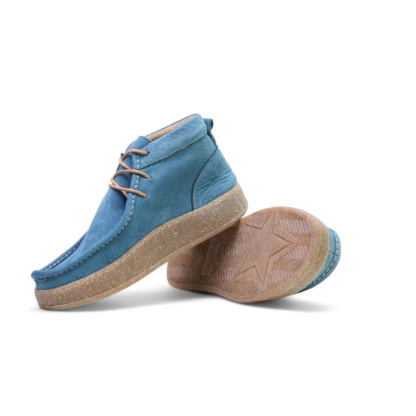 Дамски ежедневни боти от естествен набук светло сини 241520