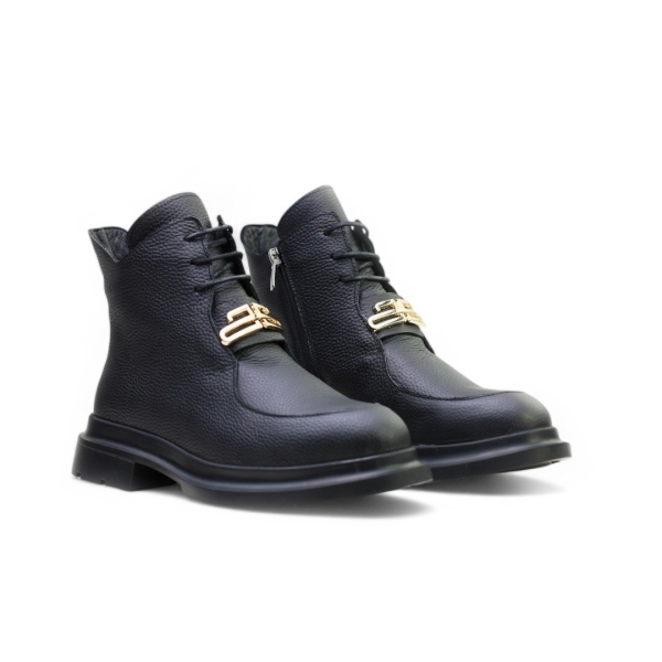 Дамски ежедневни боти от естествена кожа черни 241492