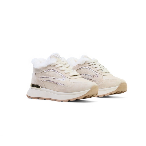 Дамски спортни обувки от естествена кожа бежови 24503-P1148