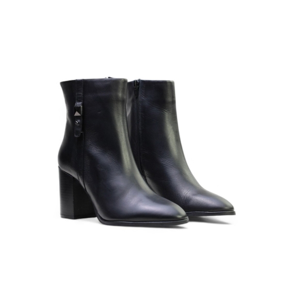 Дамски елегантни боти от естествена кожа черни 012171-02